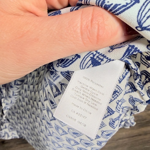 Talbots Blue and White Bird Cage Blouse - Picture 3 of 8